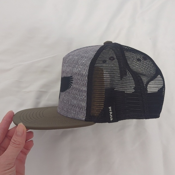 NWOT PrAna Journeyman Flat Brim Eagle Eye Trucker Hat, Color Slate/Green O/S - Picture 5 of 10